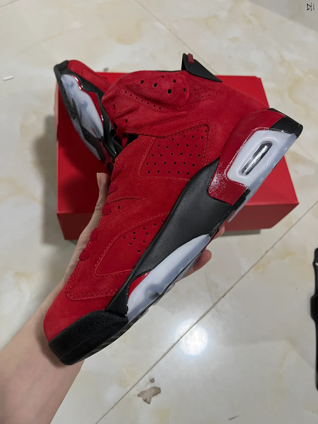 Air Jordan 6 Red Suede Basketball Shoes 4