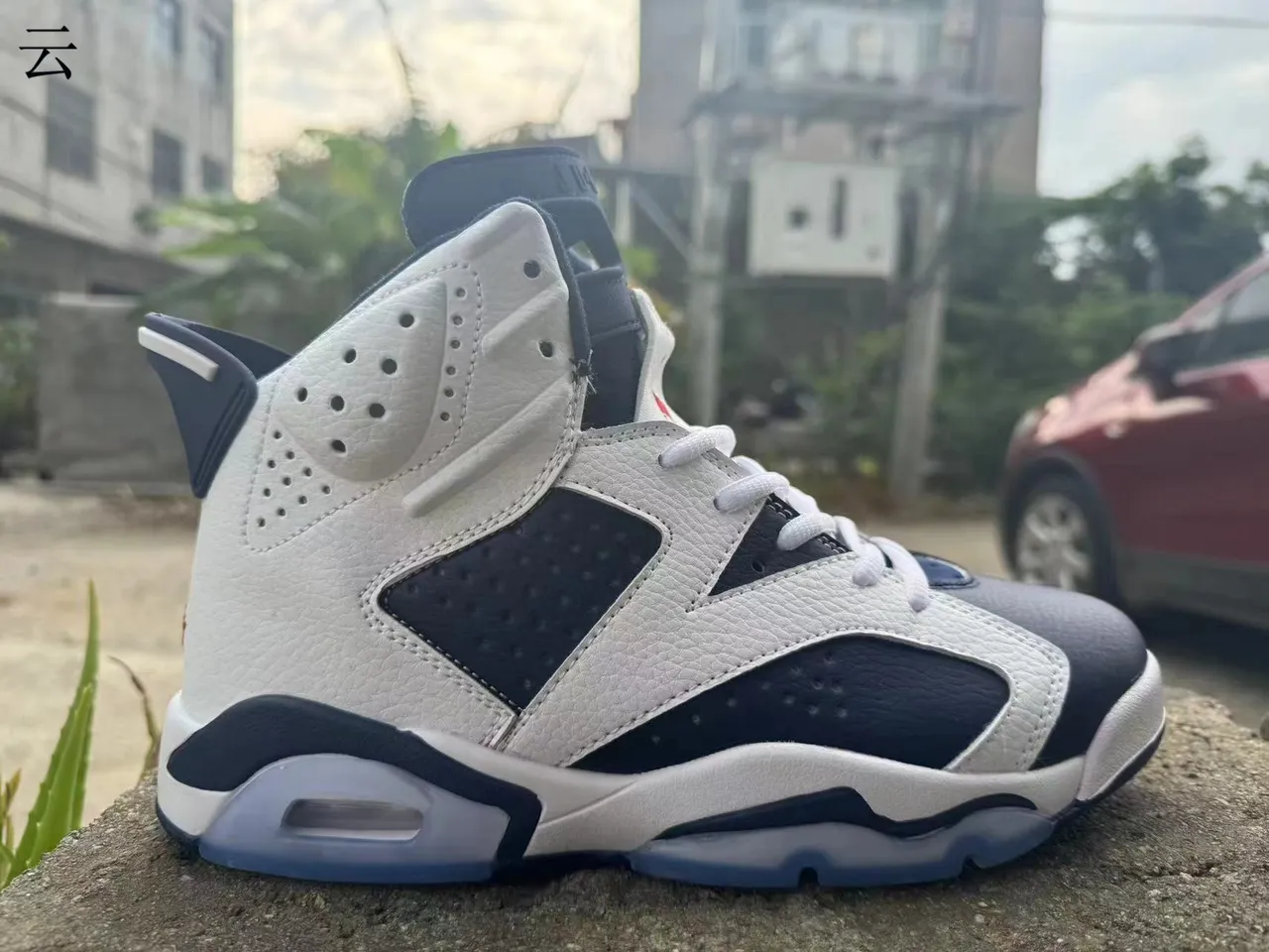 Air Jordan 6 White Navy Basketball Shoes 2
