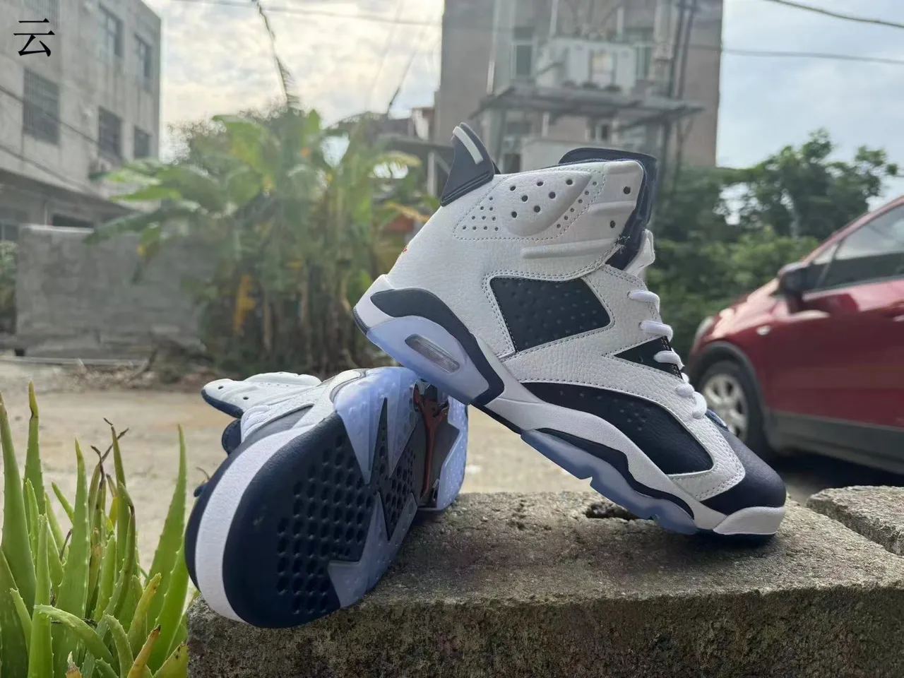 Air Jordan 6 White Navy Basketball Shoes 3