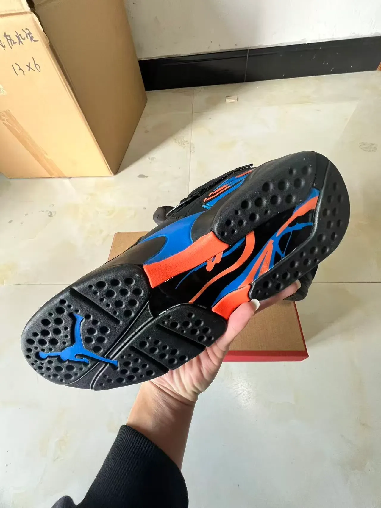 Air Jordan 8 Noir Bleu Orange Flamme Chaussures de basketball 6