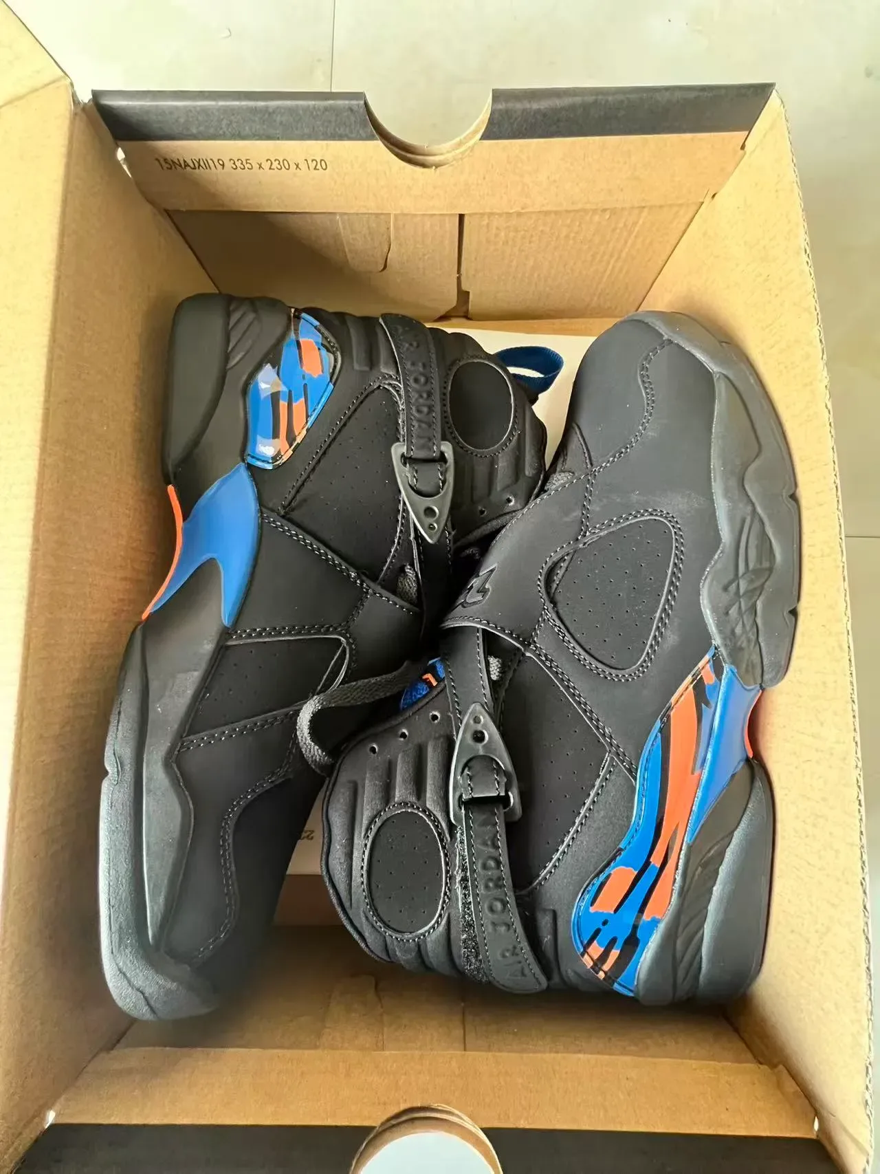 Air Jordan 8 Noir Bleu Orange Flamme Chaussures de basketball 9