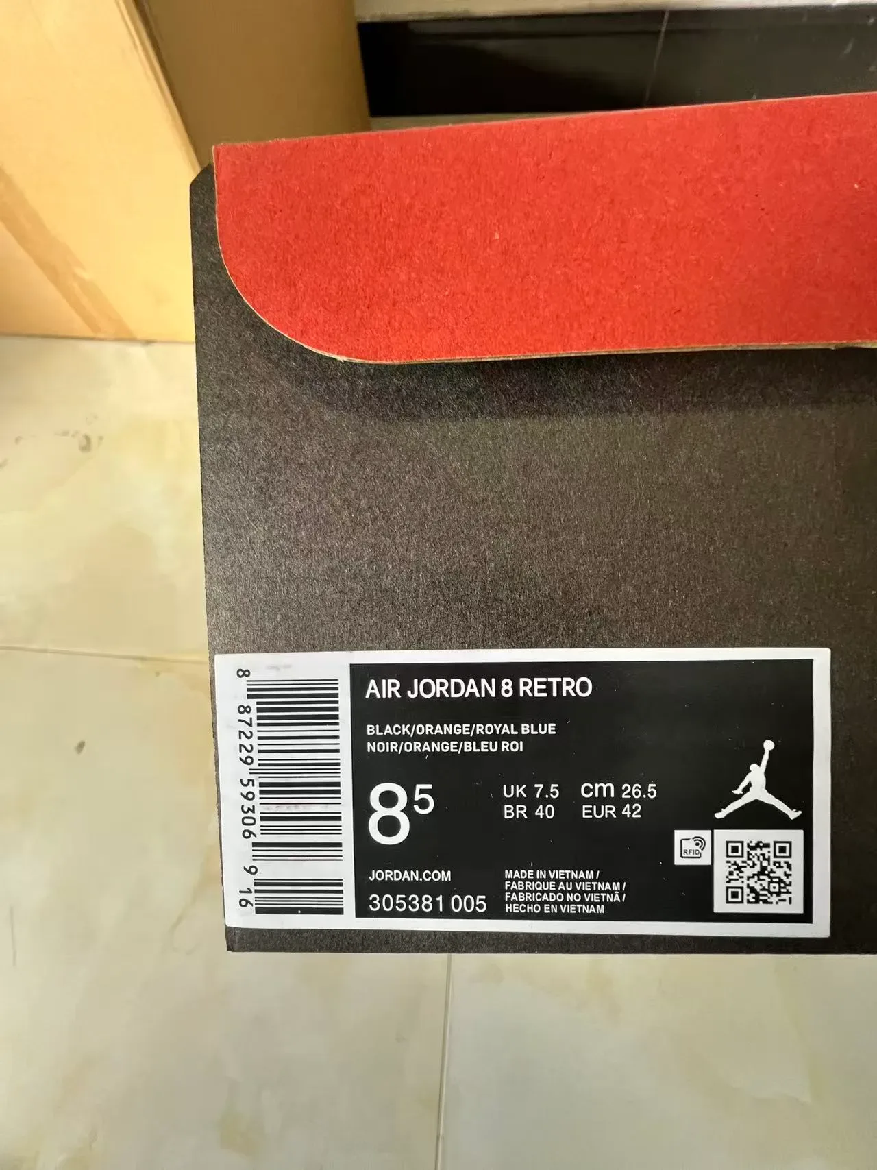Air Jordan 8 Noir Bleu Orange Flamme Chaussures de basketball 10