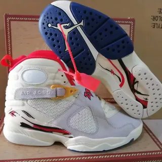 Air Jordan 8 White Red Navy Zapatos de baloncesto