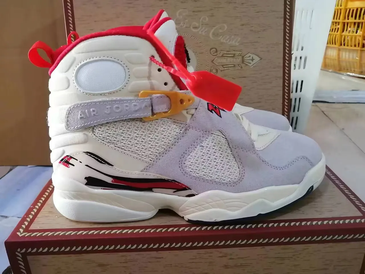 Air Jordan 8 White Red Navy Basketball Shoes 2