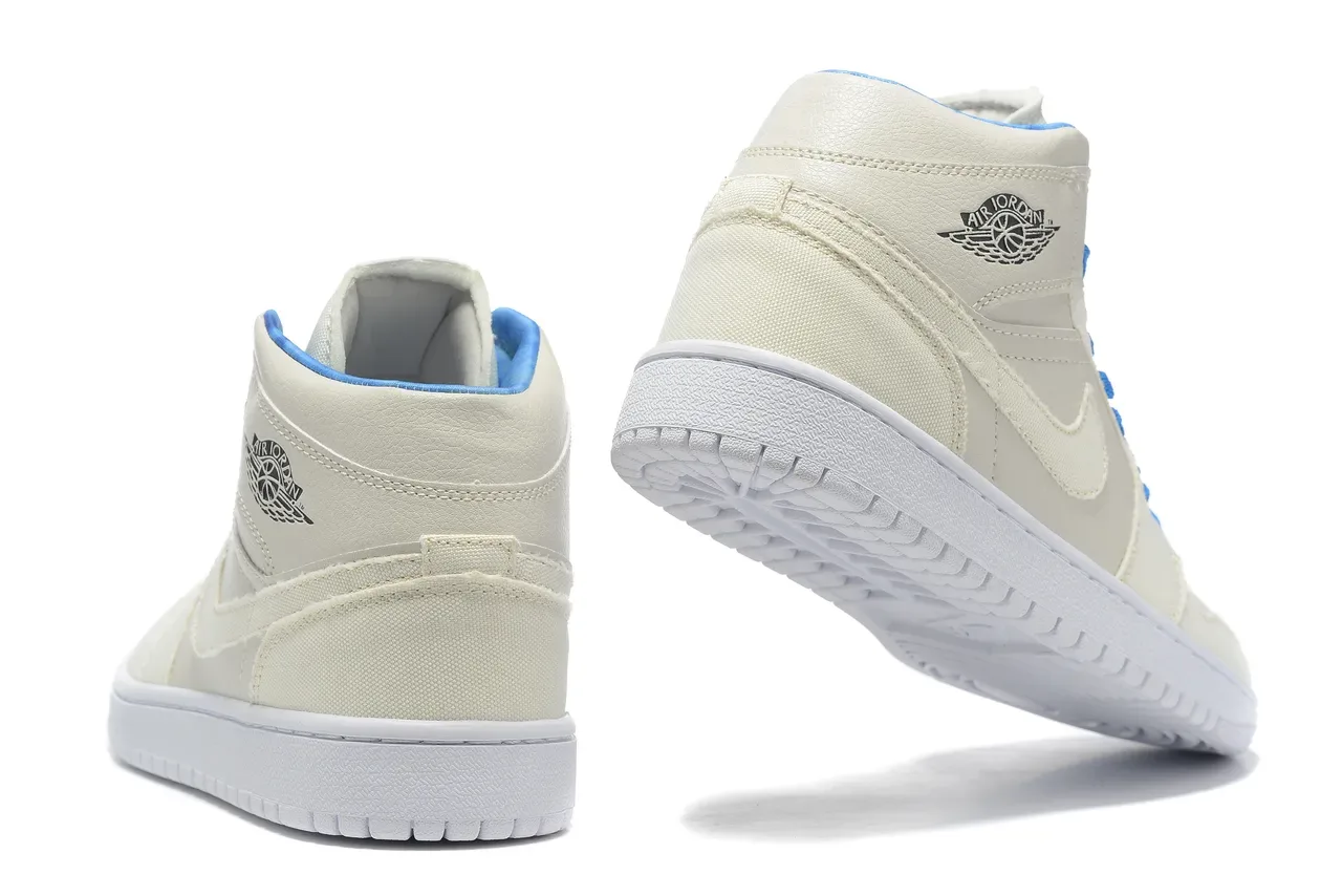 Air Jordan Chaussures de Basket Beige Bleu Hautes Tige Hybride Textil Cuir 3