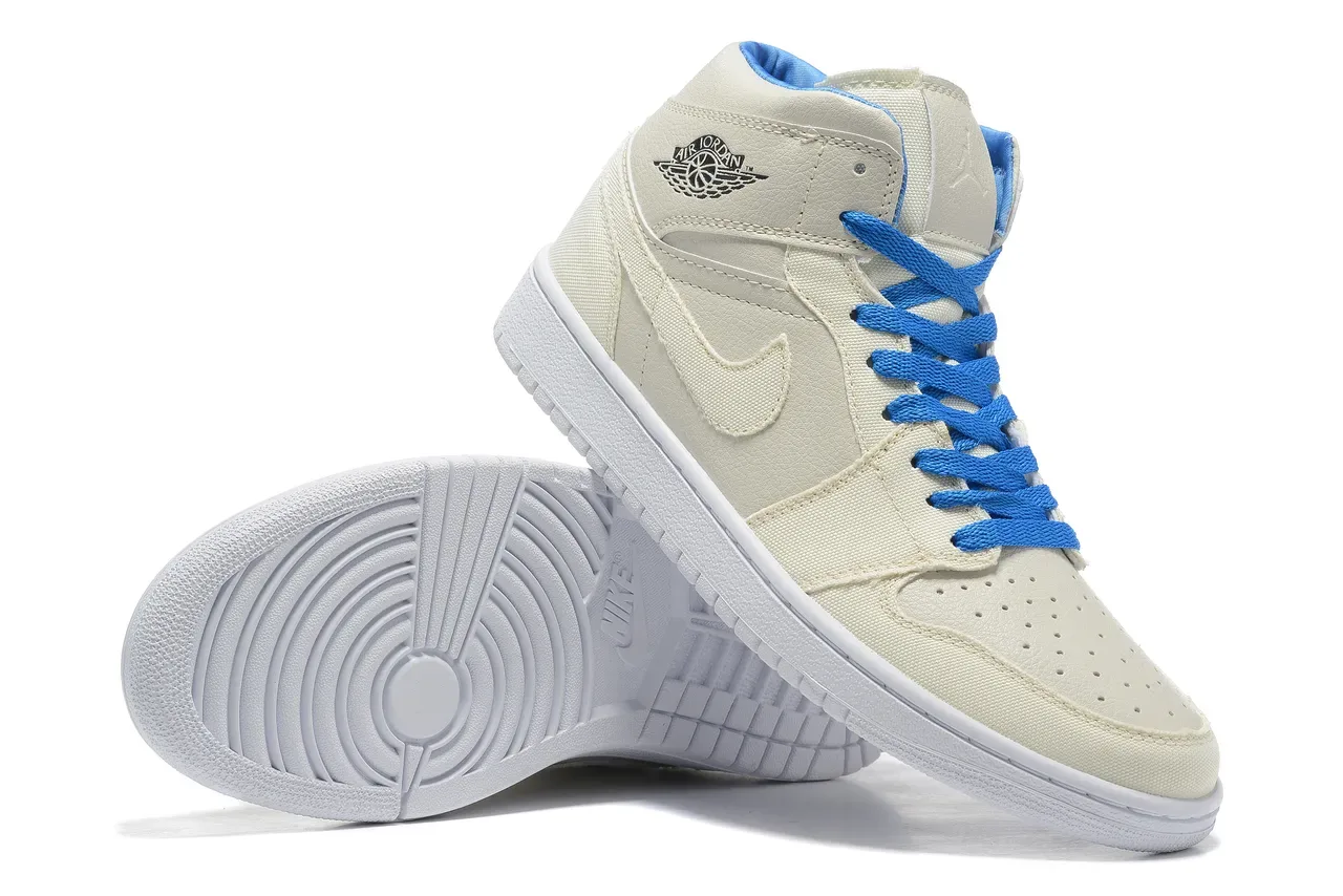 Air Jordan Chaussures de Basket Beige Bleu Hautes Tige Hybride Textil Cuir 5