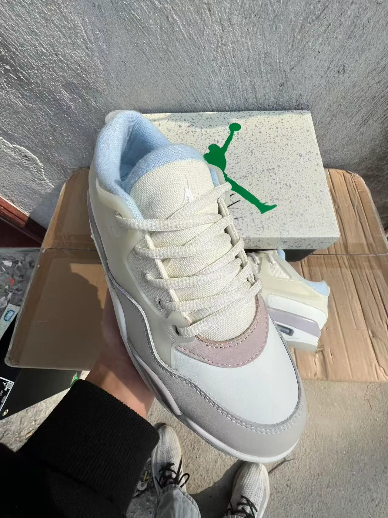 Air Jordan Beige Gray Layered Synthetic And Mesh Upper Translucent Midsole Accents Lifestyle Sneakers 2