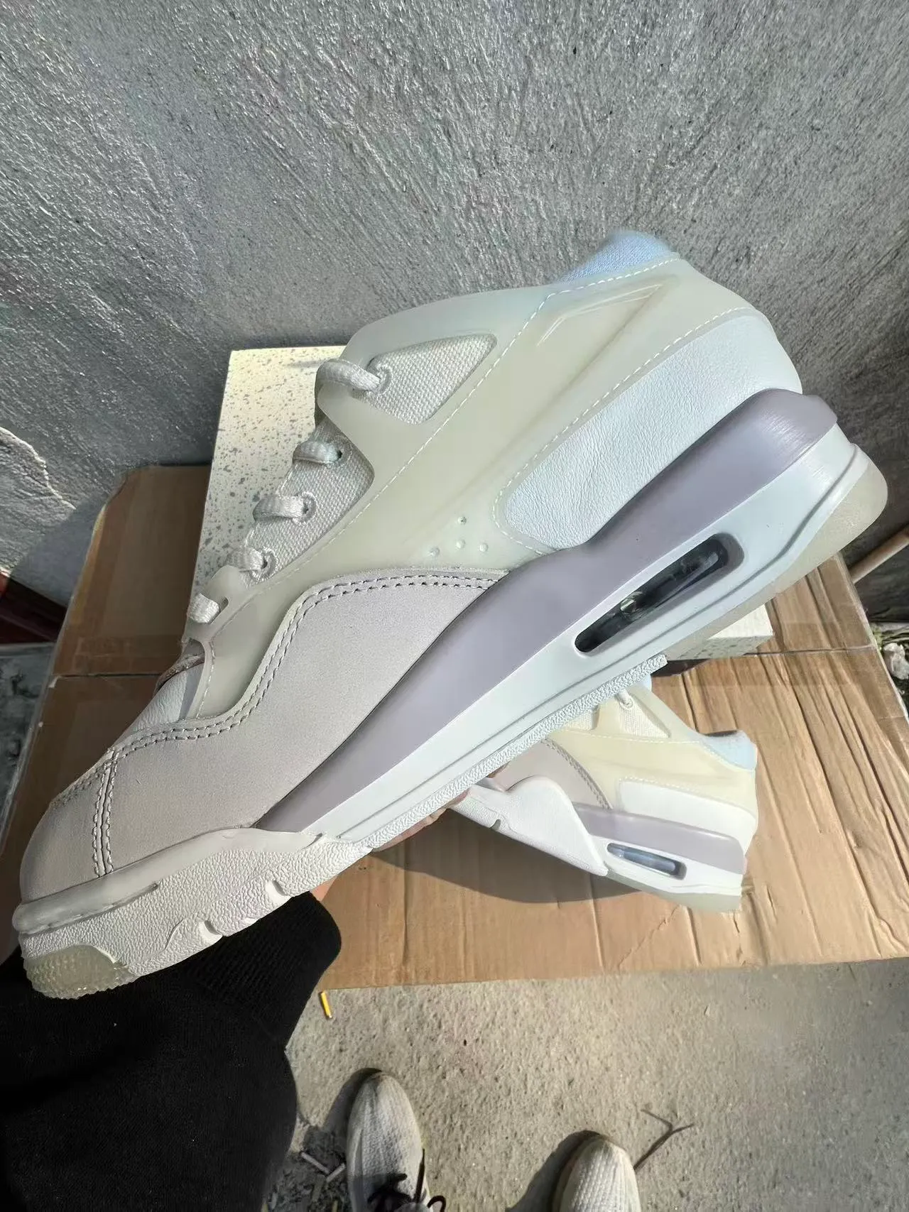 Air Jordan Beige Gray Layered Synthetic And Mesh Upper Translucent Midsole Accents Lifestyle Sneakers 5