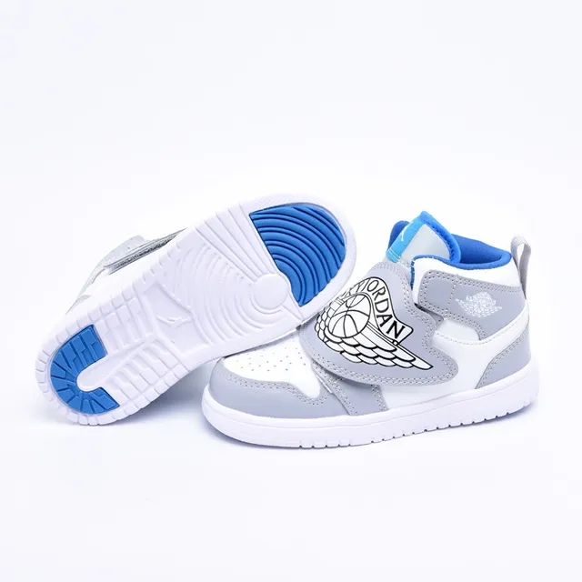 Tênis de basquete cano alto com fecho de tira Air Jordan preto e azul 3