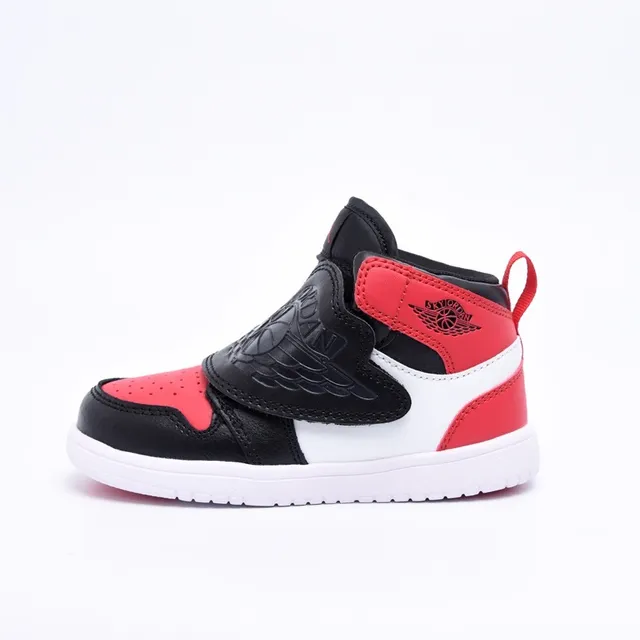 Tênis de basquete cano alto com fecho de tira Air Jordan preto e azul 19