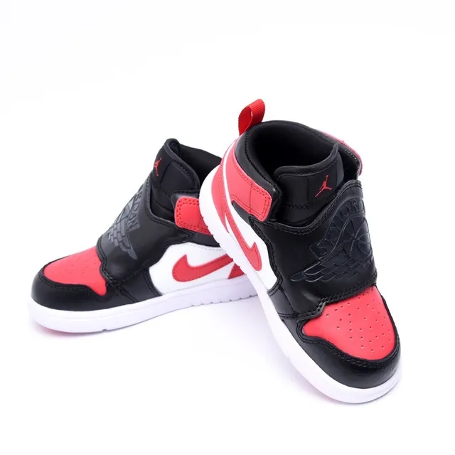 Tênis de basquete cano alto com fecho de tira Air Jordan preto e azul 21