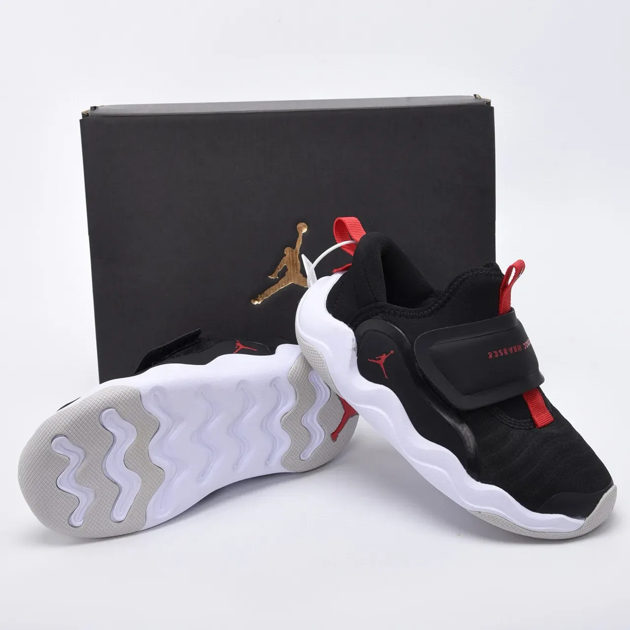 Air Jordan Black Red Slip-On Velcro Strap Lifestyle Sneakers 9