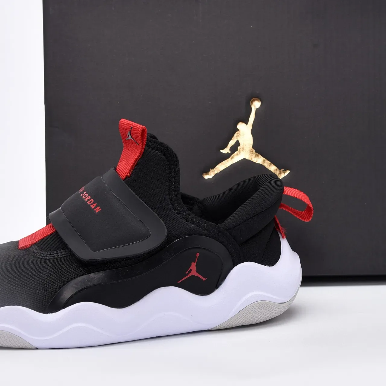 Air Jordan Black Red Slip-On Velcro Strap Lifestyle Sneakers 10