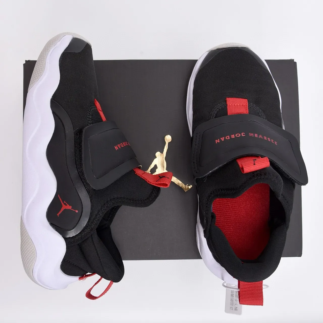 Air Jordan Black Red Slip-On Velcro Strap Lifestyle Sneakers 11