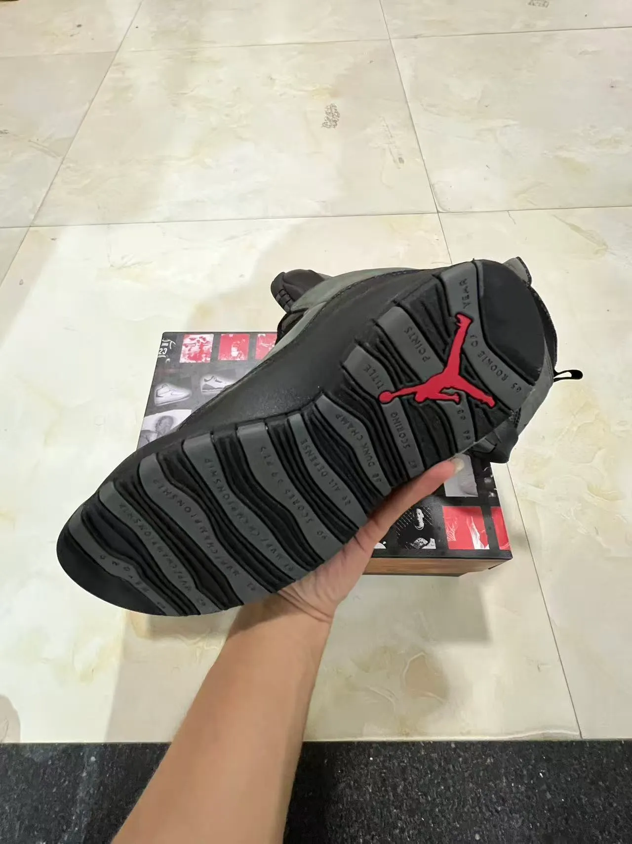 Air Jordan Gray Black High-Top Layered Suede And Pebbled Leather Basketball Shoes 6