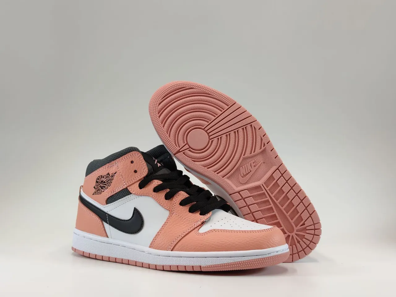 Air Jordan Pink Black High-Top Silhouette Pebbled Leather Upper Basketball Shoes 7