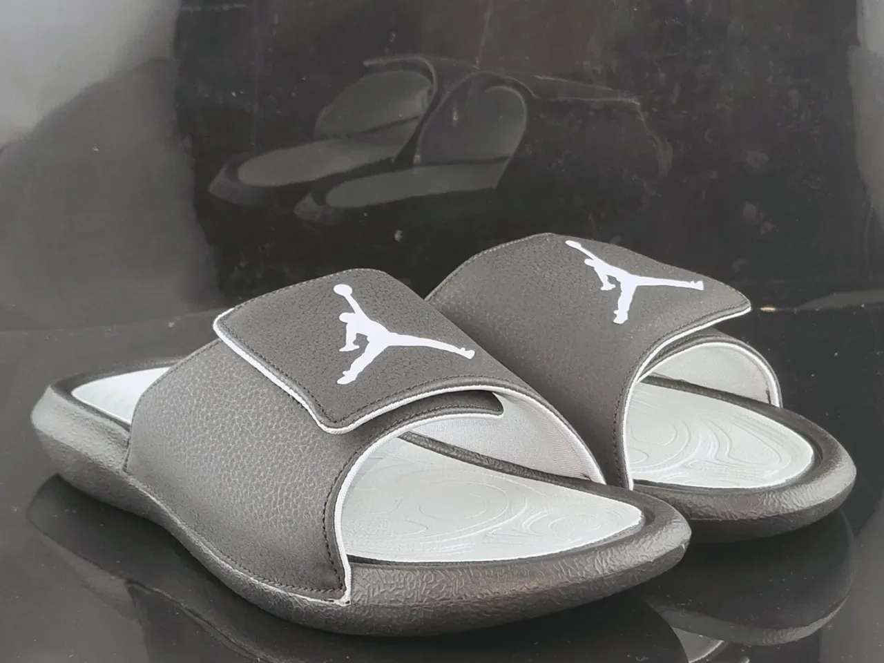Air Jordan Slide Dark Gray and White Slippers 3