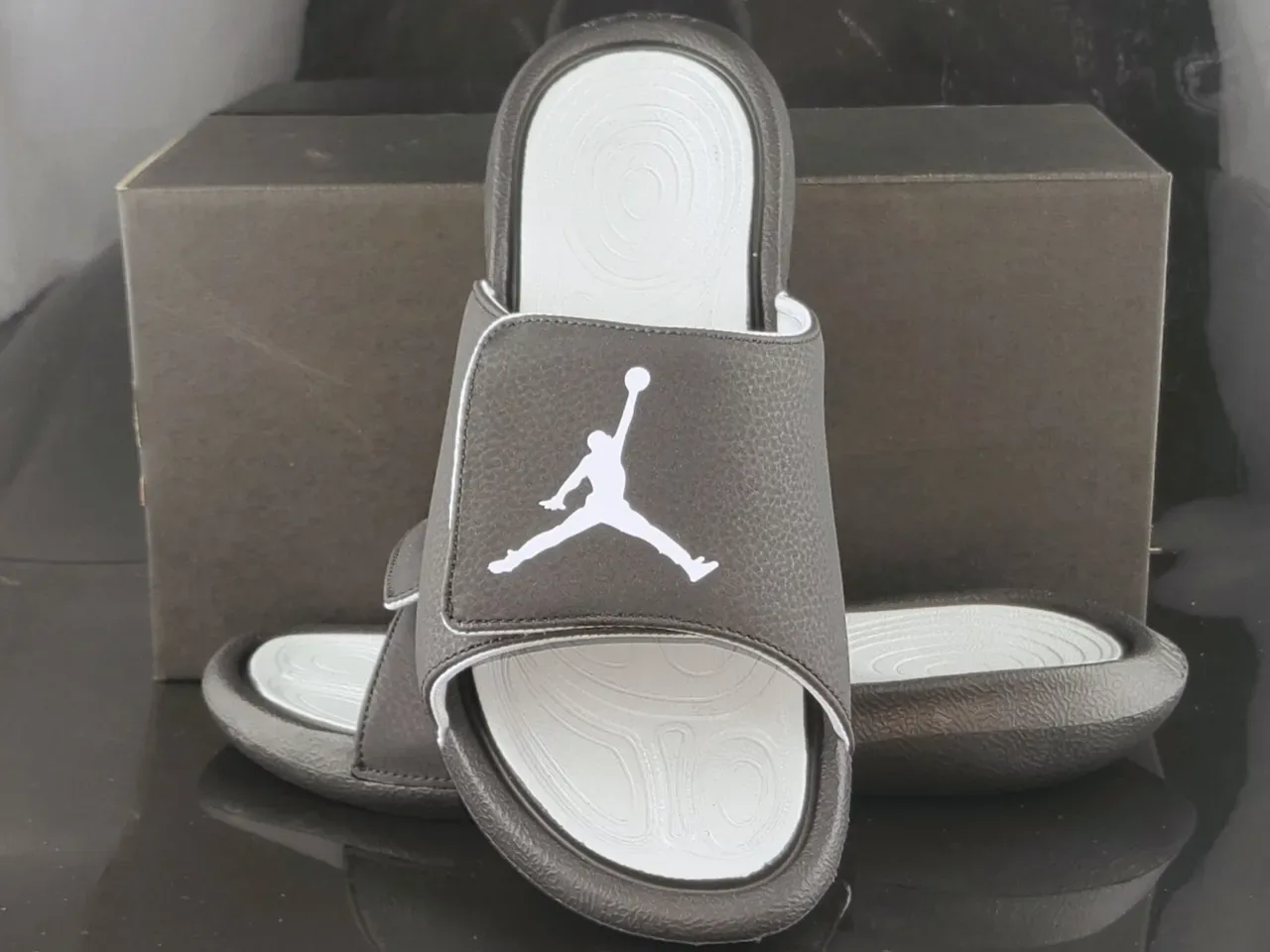 Air Jordan Slide Dark Gray and White Slippers 4