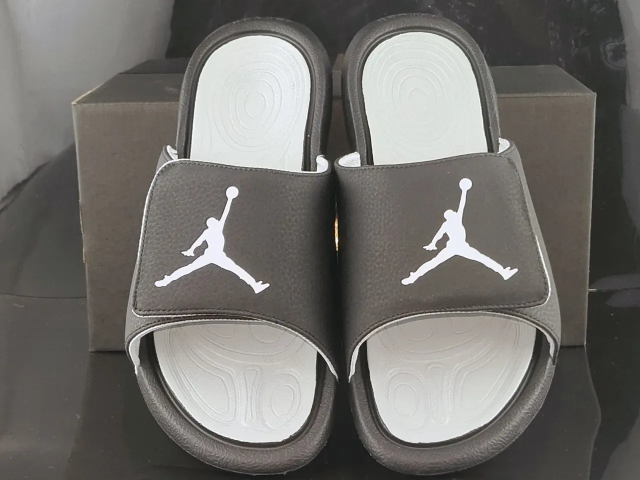 Air Jordan Slide Dark Gray and White Slippers 5