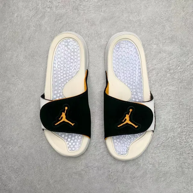Air Jordan White Orange Leather-Like Upper Contrast Strap Slippers 6