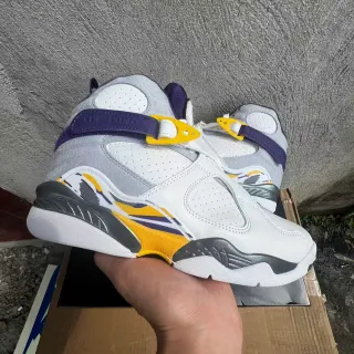 Air Jordan White Purple High-Top Dual-Strap Closure Basketball Shoes