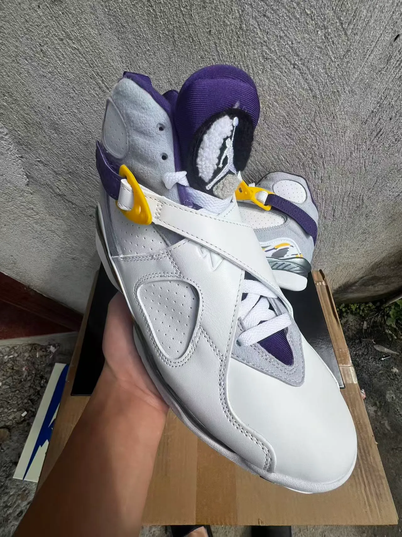 Air Jordan White Purple High-Top Dual-Strap Closure Basketball Shoes 2