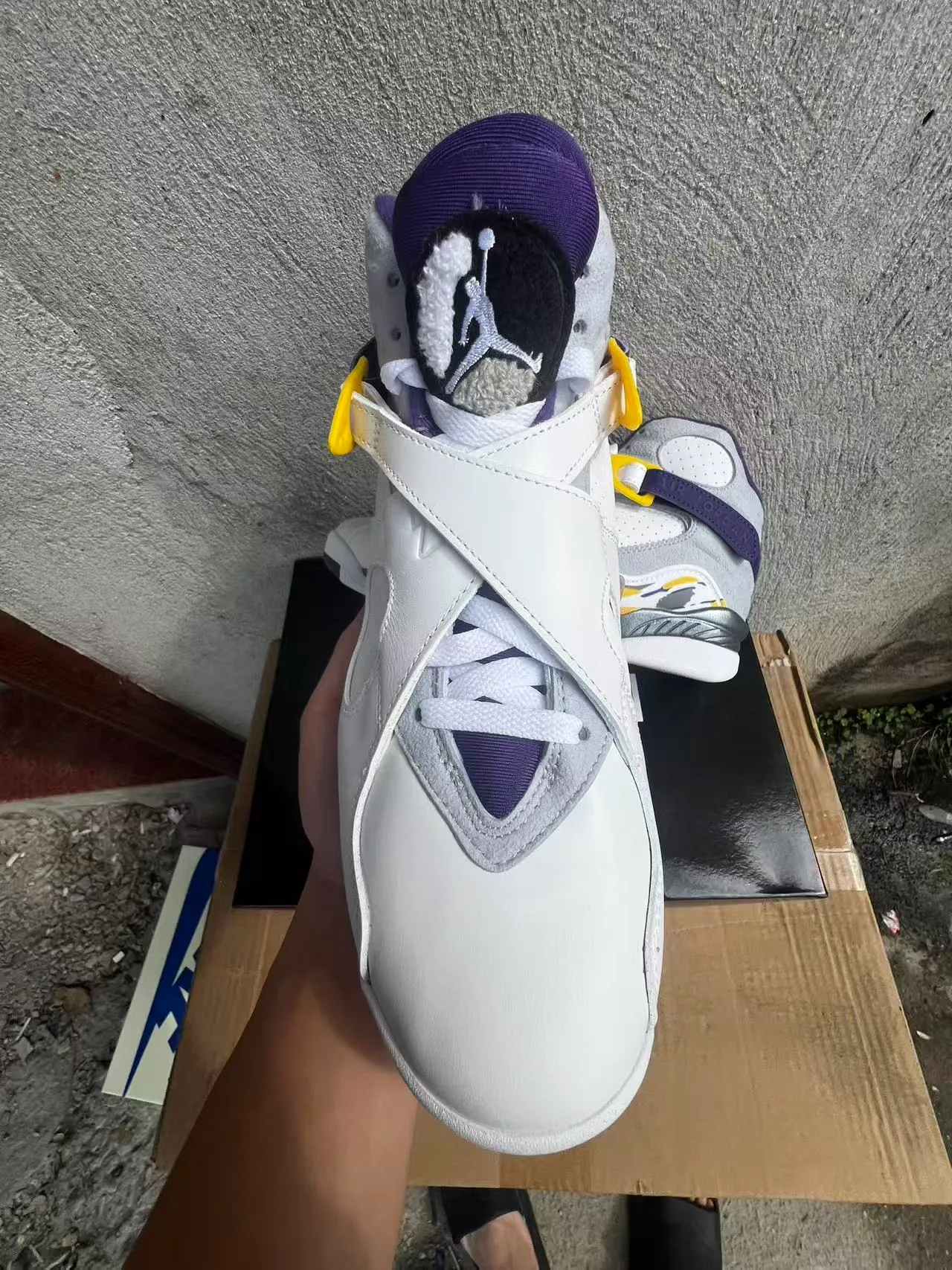 Air Jordan White Purple High-Top Dual-Strap Closure Basketball Shoes 3