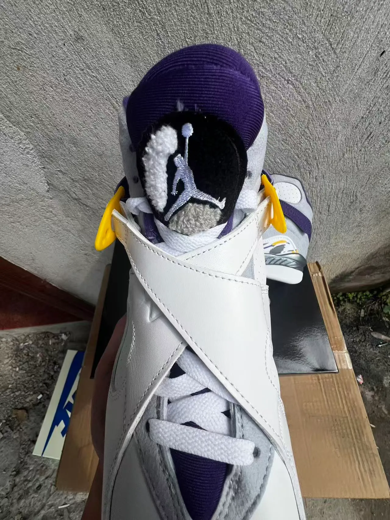 Air Jordan White Purple High-Top Dual-Strap Closure Basketball Shoes 4