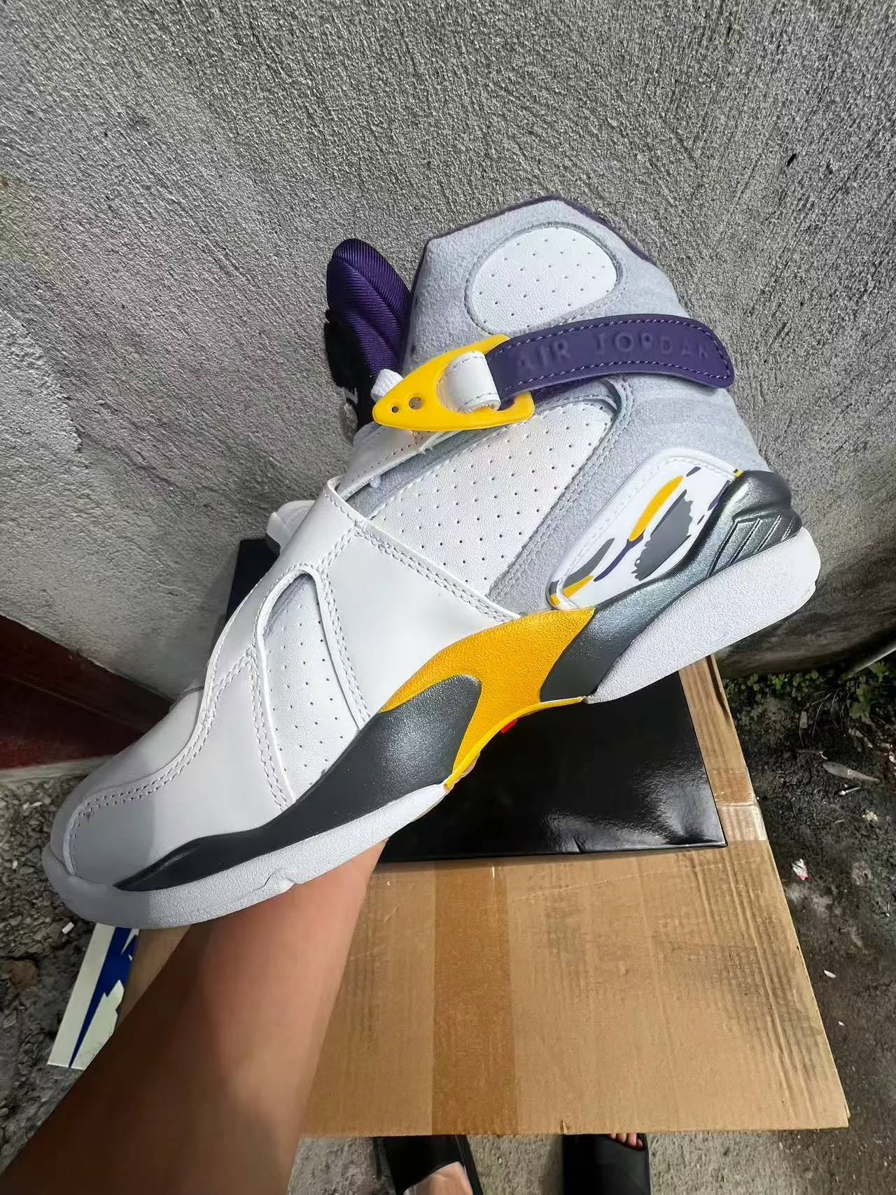 Air Jordan White Purple High-Top Dual-Strap Closure Basketball Shoes 5