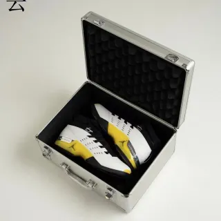 Air Jordan White Yellow High-Top Perforated Toe Basketball Shoes