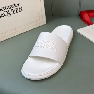 Alexander McQueen Embossed Logo White Slipper