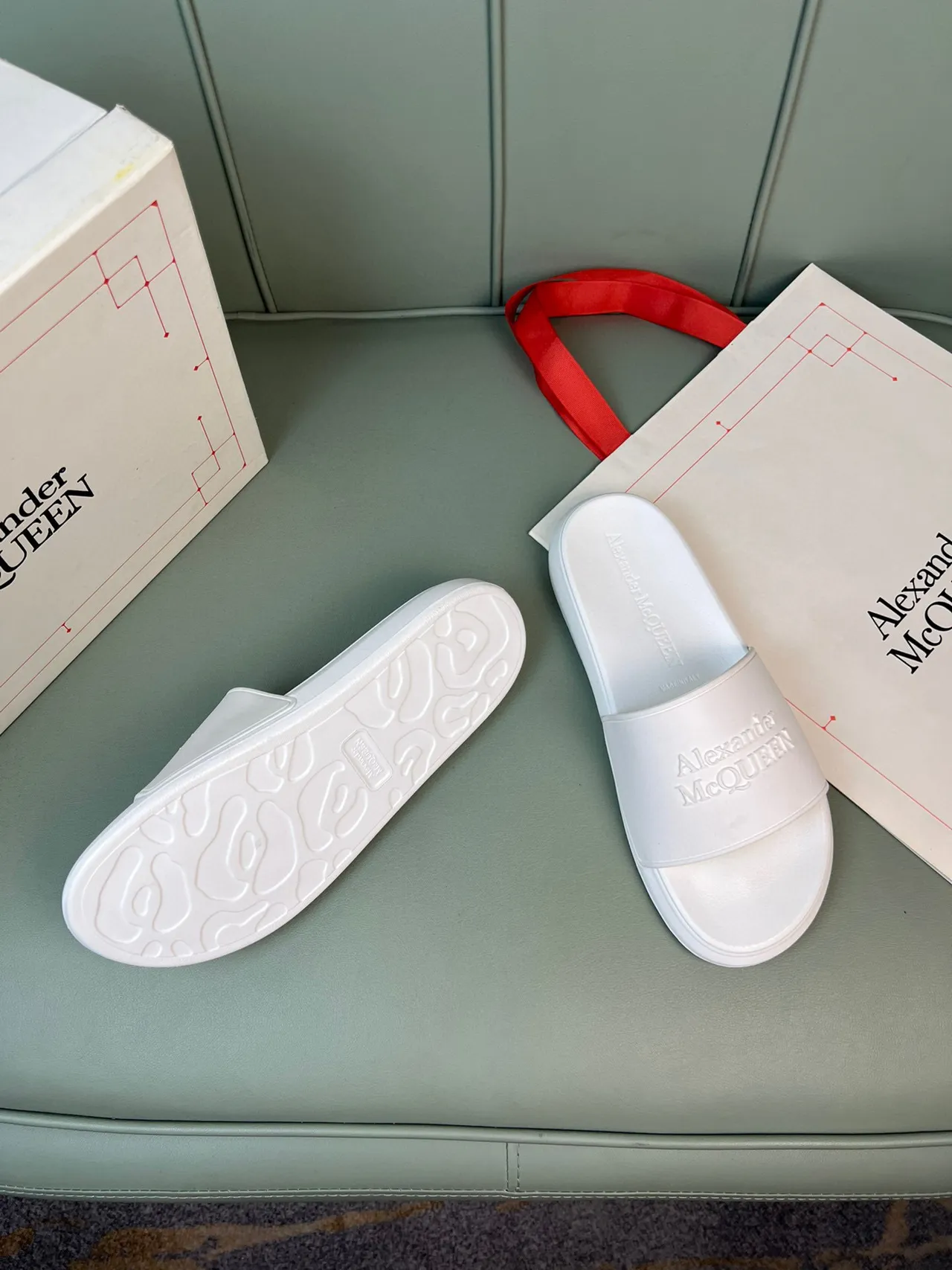 Alexander McQueen Embossed Logo White Slipper 7