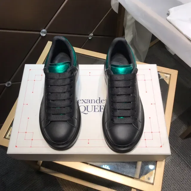 Alexander McQueen ওভারসাইজ্ড স্নিকার কালো সবুজ প্ল্যাটফর্ম সোল এলাস্টিক ওয়েবিং লেস লाइফস্টাইল স্নিকার 8