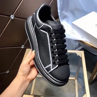 Alexander McQueen Oversized Sneaker Black White Platform Sole Contrast Stitching Lifestyle Sneakers