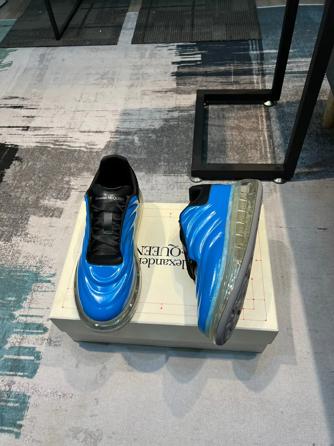 Alexander McQueen Oversized Sneaker Blue and Black Lifestyle Sneakers 4