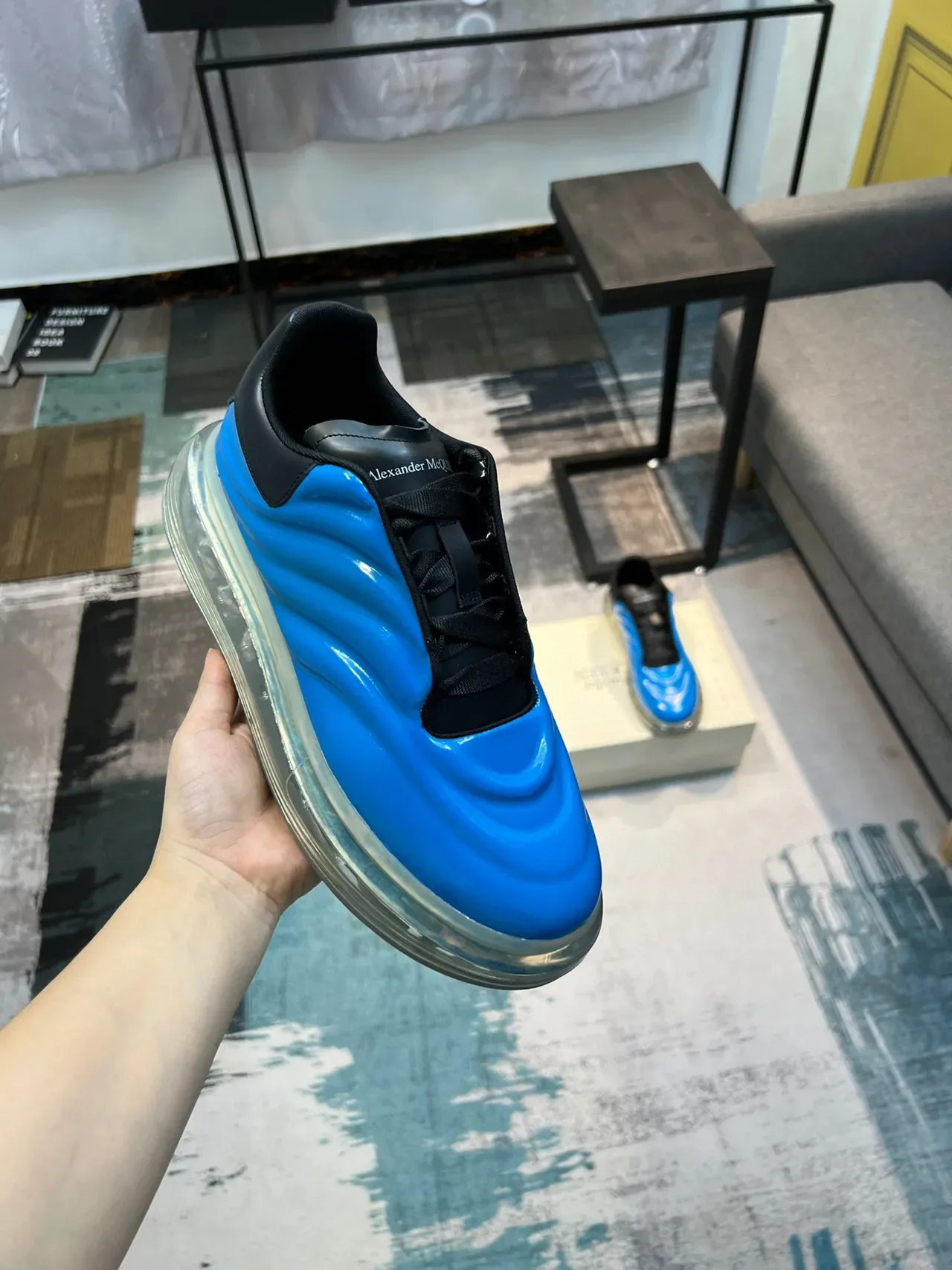 Alexander McQueen Oversized Sneaker Blue and Black Lifestyle Sneakers 5