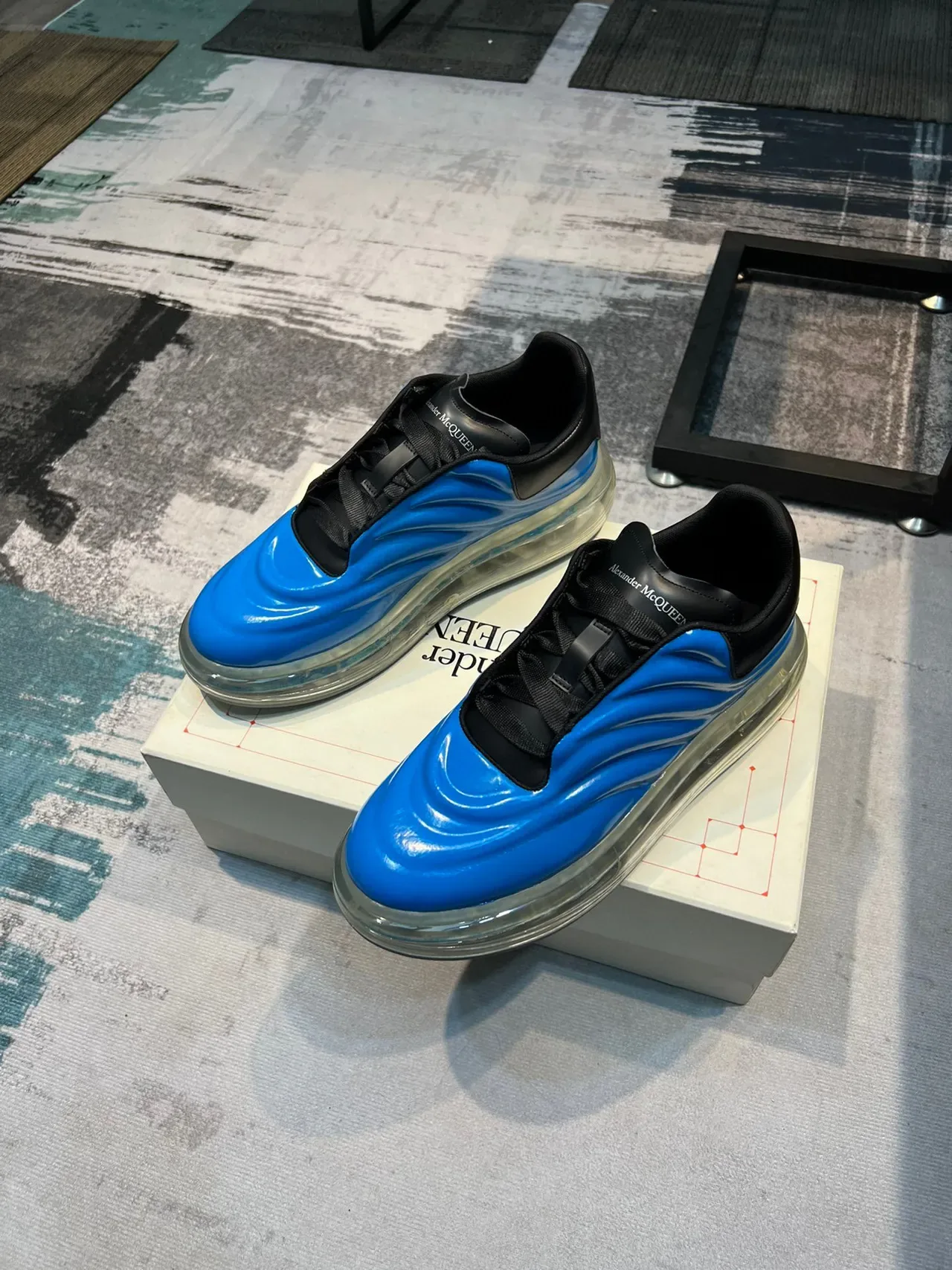 Alexander McQueen Oversized Sneaker Blue and Black Lifestyle Sneakers 6