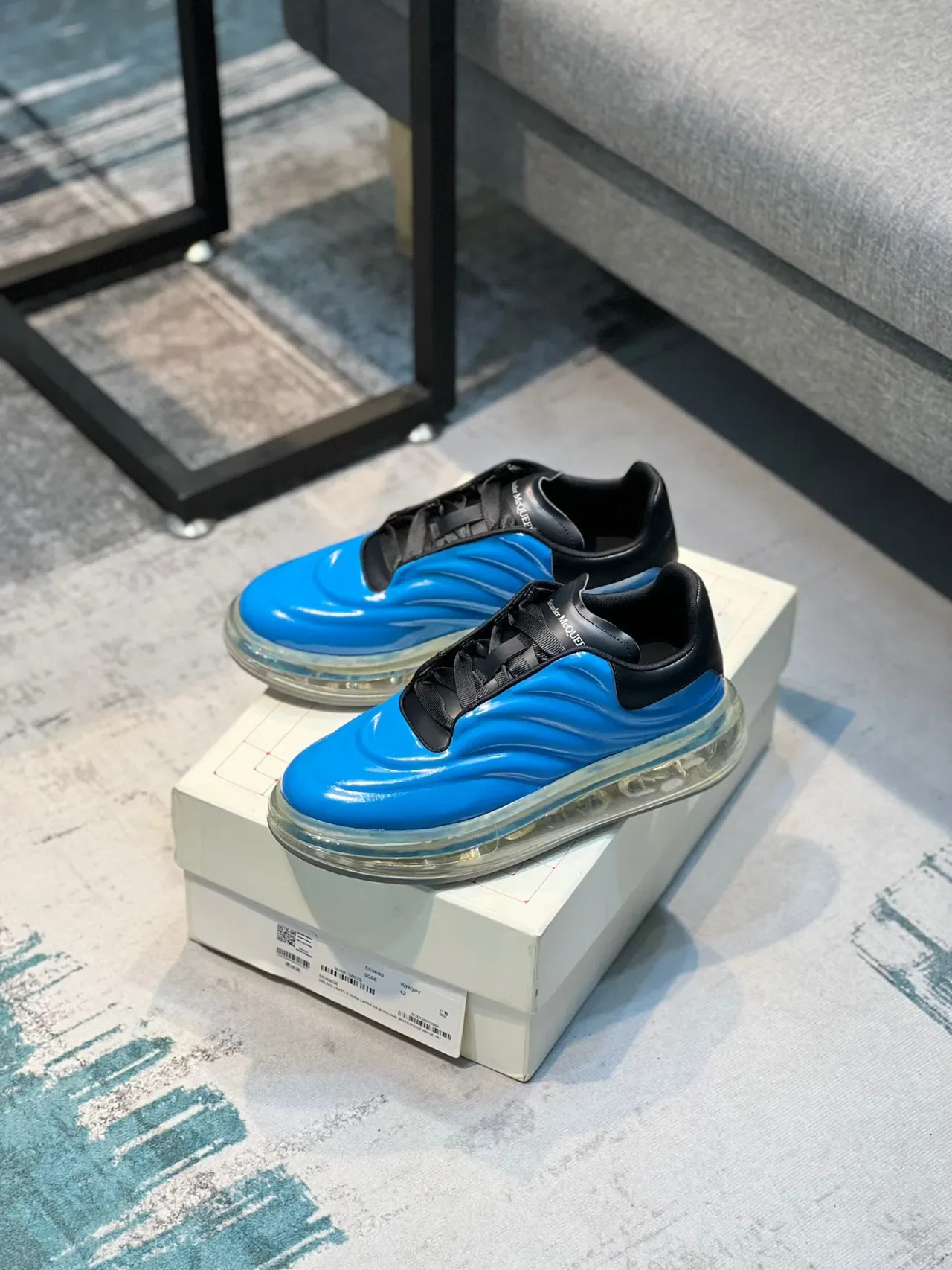 Alexander McQueen Oversized Sneaker Blue and Black Lifestyle Sneakers 7