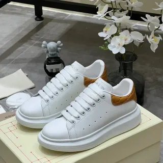 Alexander McQueen Oversized Sneaker White Beige Platform Sole Quilted Leather Heel Tab Lifestyle Sneakers