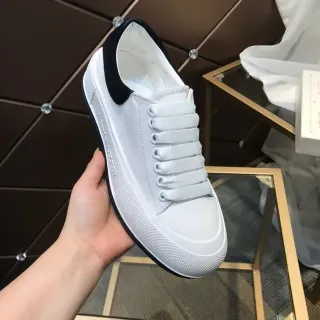 Alexander McQueen Oversized Sneaker White Black Textured Rubber Sole Suede Heel Tab Lifestyle Sneakers