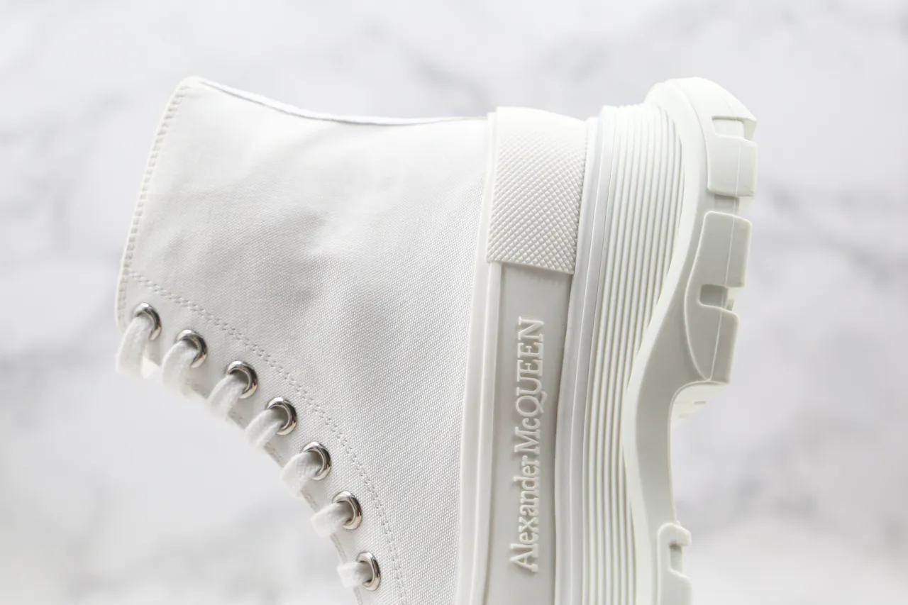 Alexander McQueen Oversized Sneaker White Canvas Martin Boot 5
