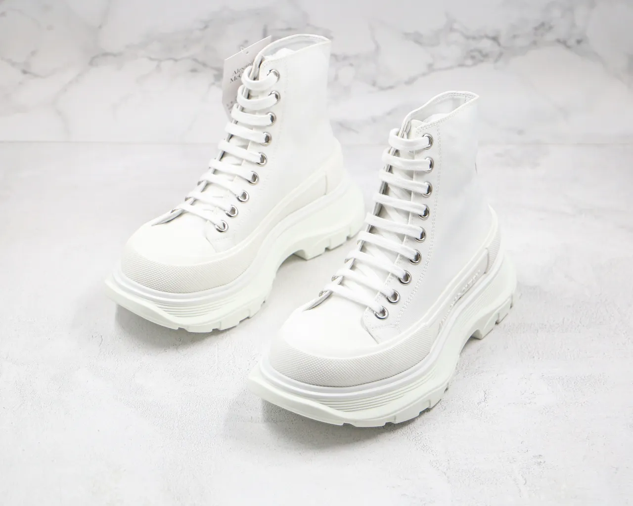 Alexander McQueen Oversized Sneaker White Canvas Martin Boot 8