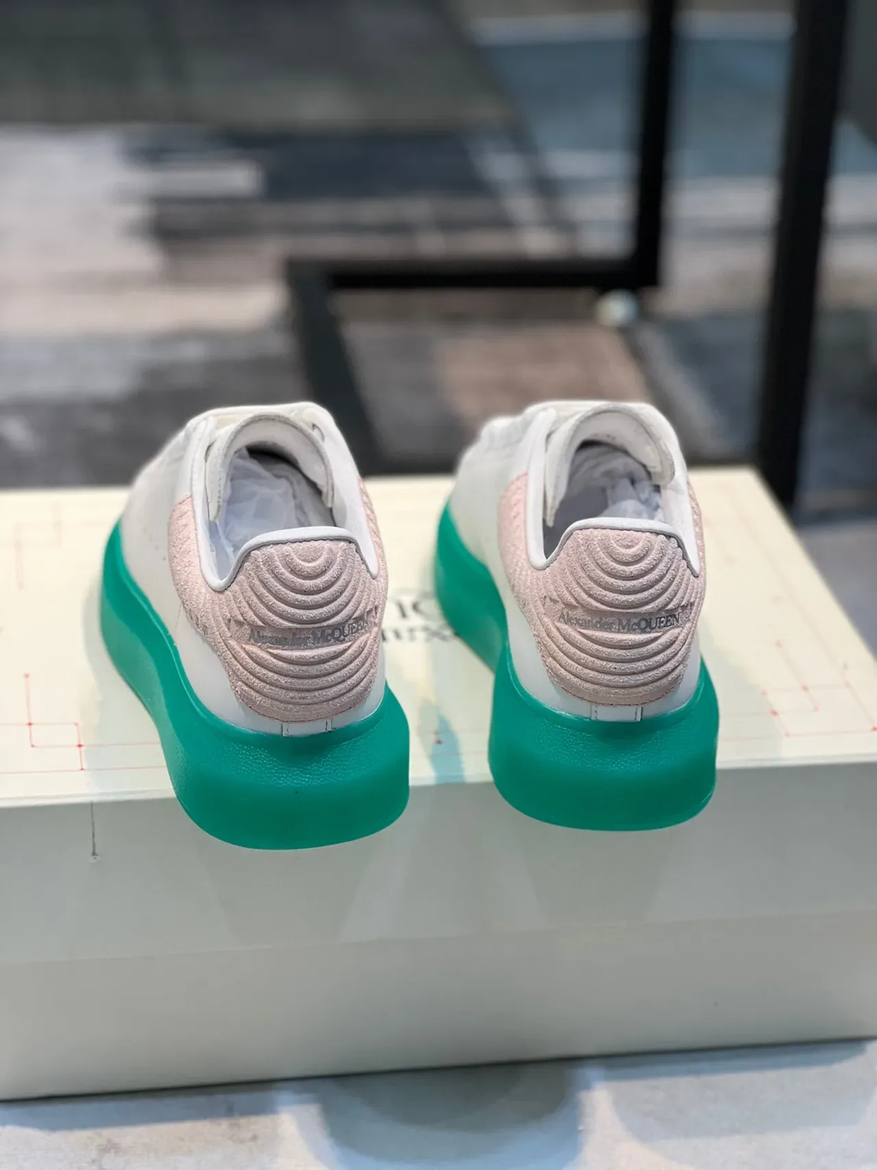 Alexander McQueen Oversized Sneaker White Green Platform Lifestyle Sneakers 2