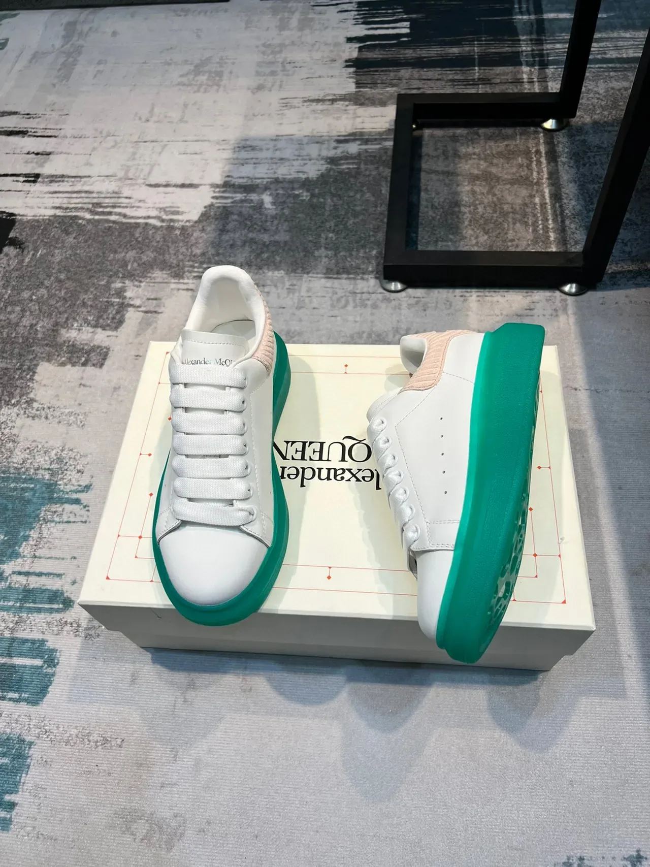Alexander McQueen Oversized Sneaker White Green Platform Lifestyle Sneakers 4
