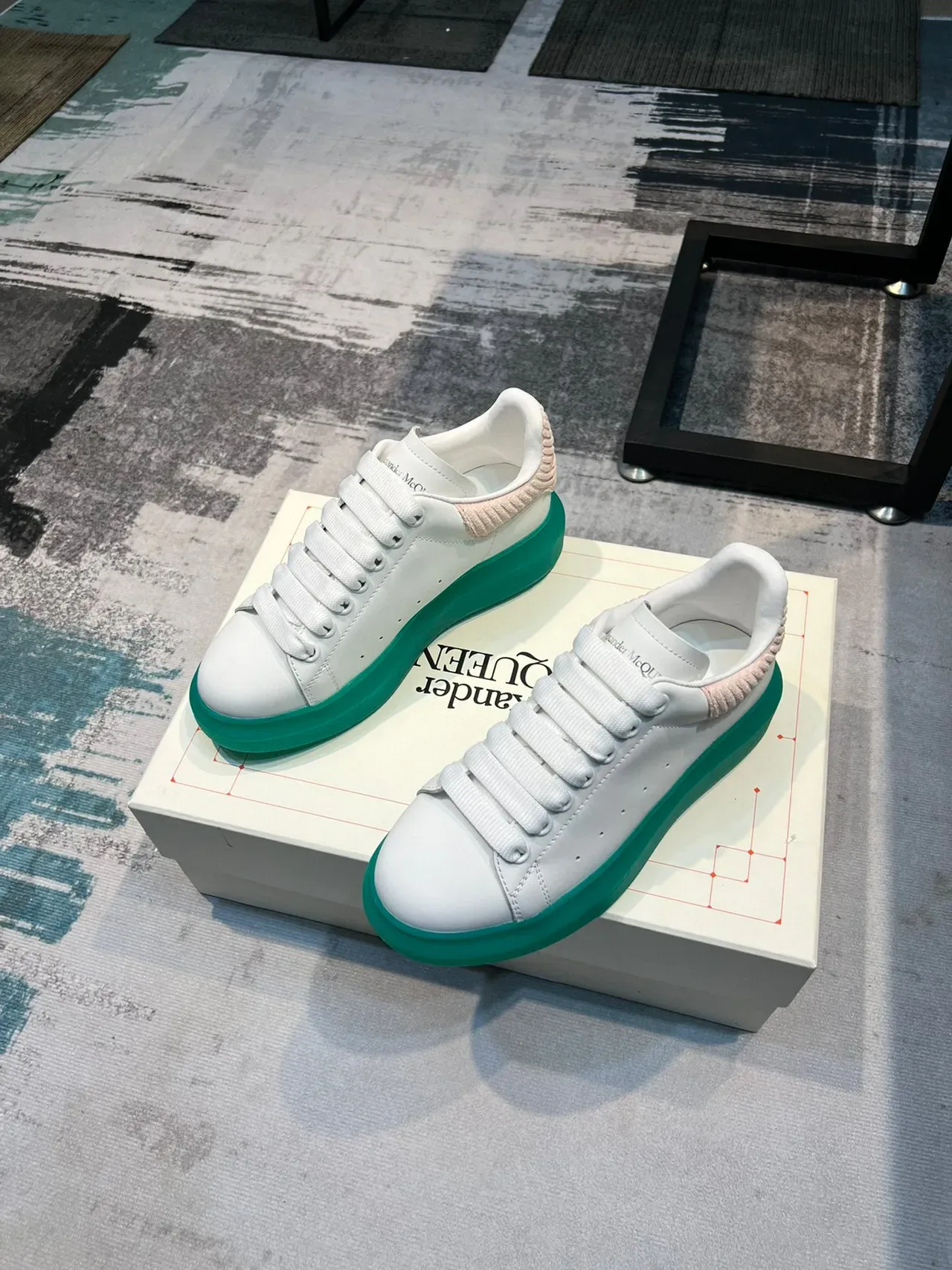 Alexander McQueen Oversized Sneaker White Green Platform Lifestyle Sneakers 5