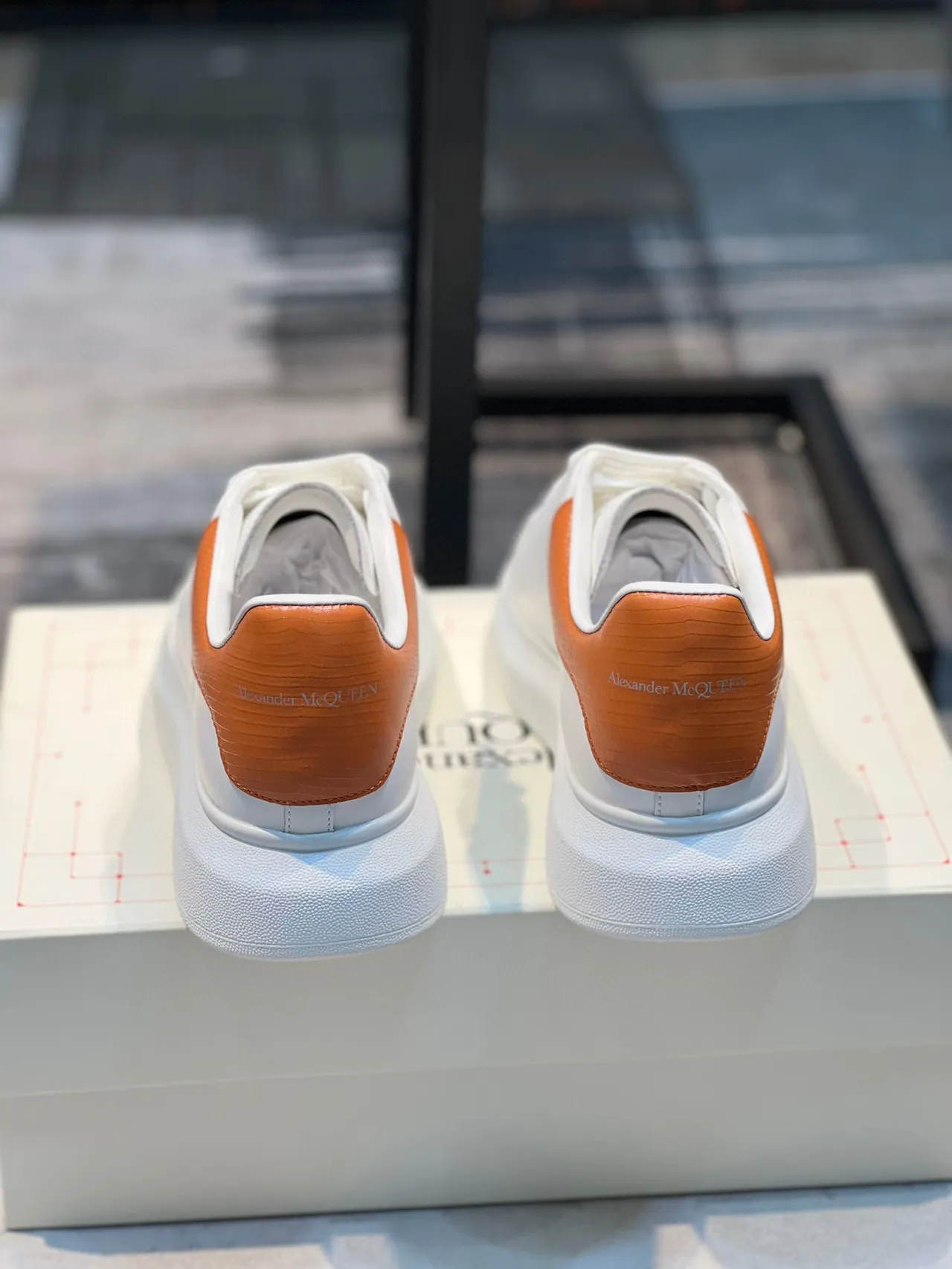 Alexander McQueen Oversized Sneaker White Orange Lifestyle Sneakers 2