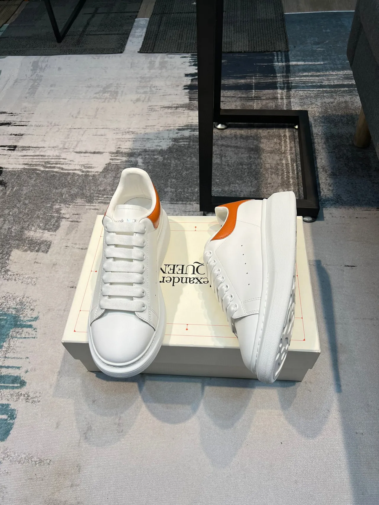 Alexander McQueen Oversized Sneaker White Orange Lifestyle Sneakers 4