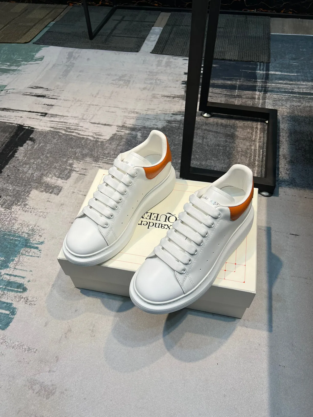 Alexander McQueen Oversized Sneaker White Orange Lifestyle Sneakers 5