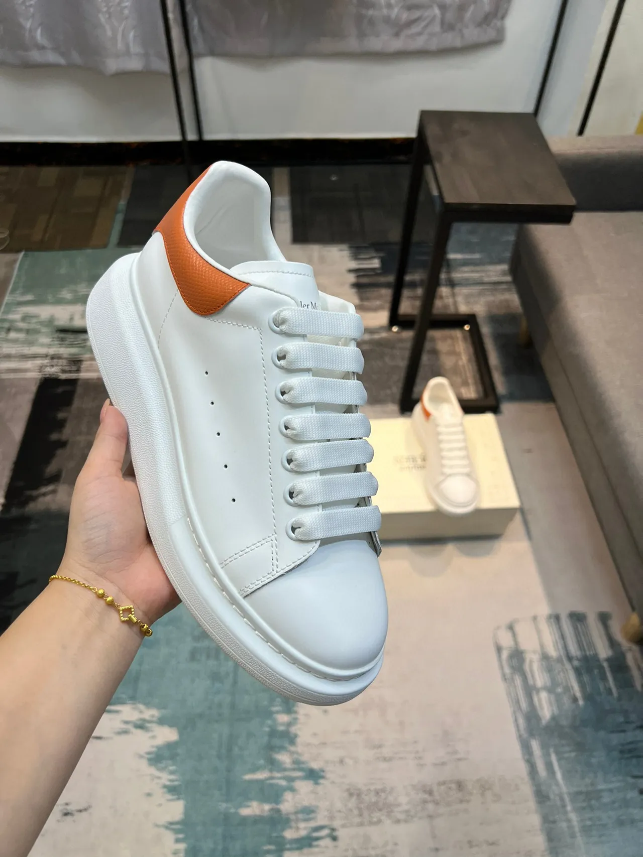 Alexander McQueen Oversized Sneaker White Orange Lifestyle Sneakers 6