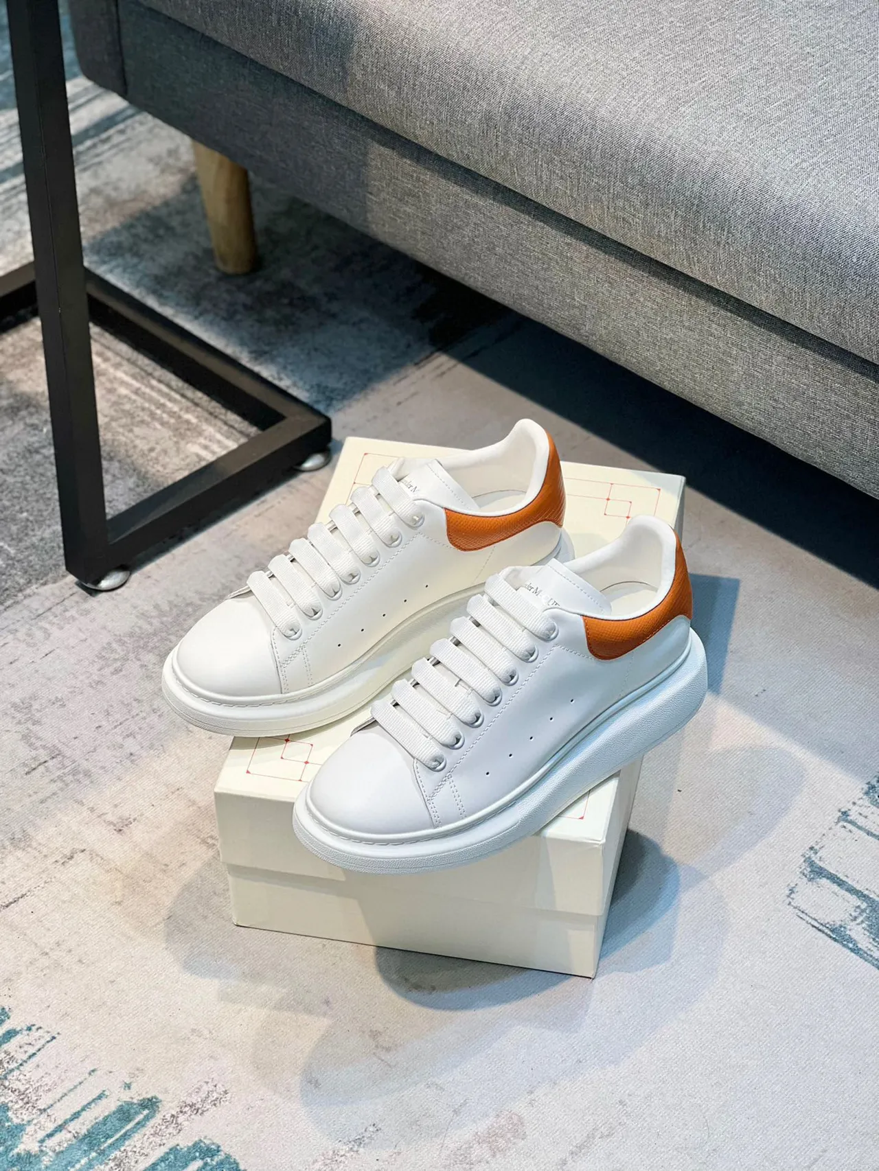 Alexander McQueen Oversized Sneaker White Orange Lifestyle Sneakers 8